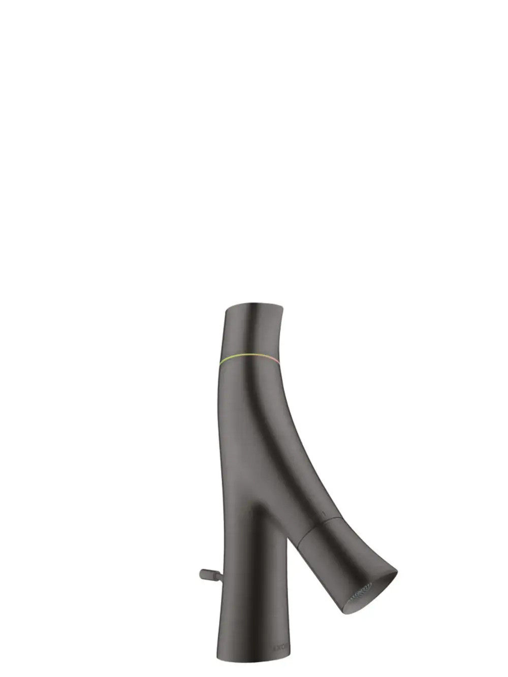 Waschtischmischer von AXOR in Brushed Black Chrome mit zwei Griffen und integrierter Zugstangen-Ablaufgarnitur, geeignet für Handwaschbecken.